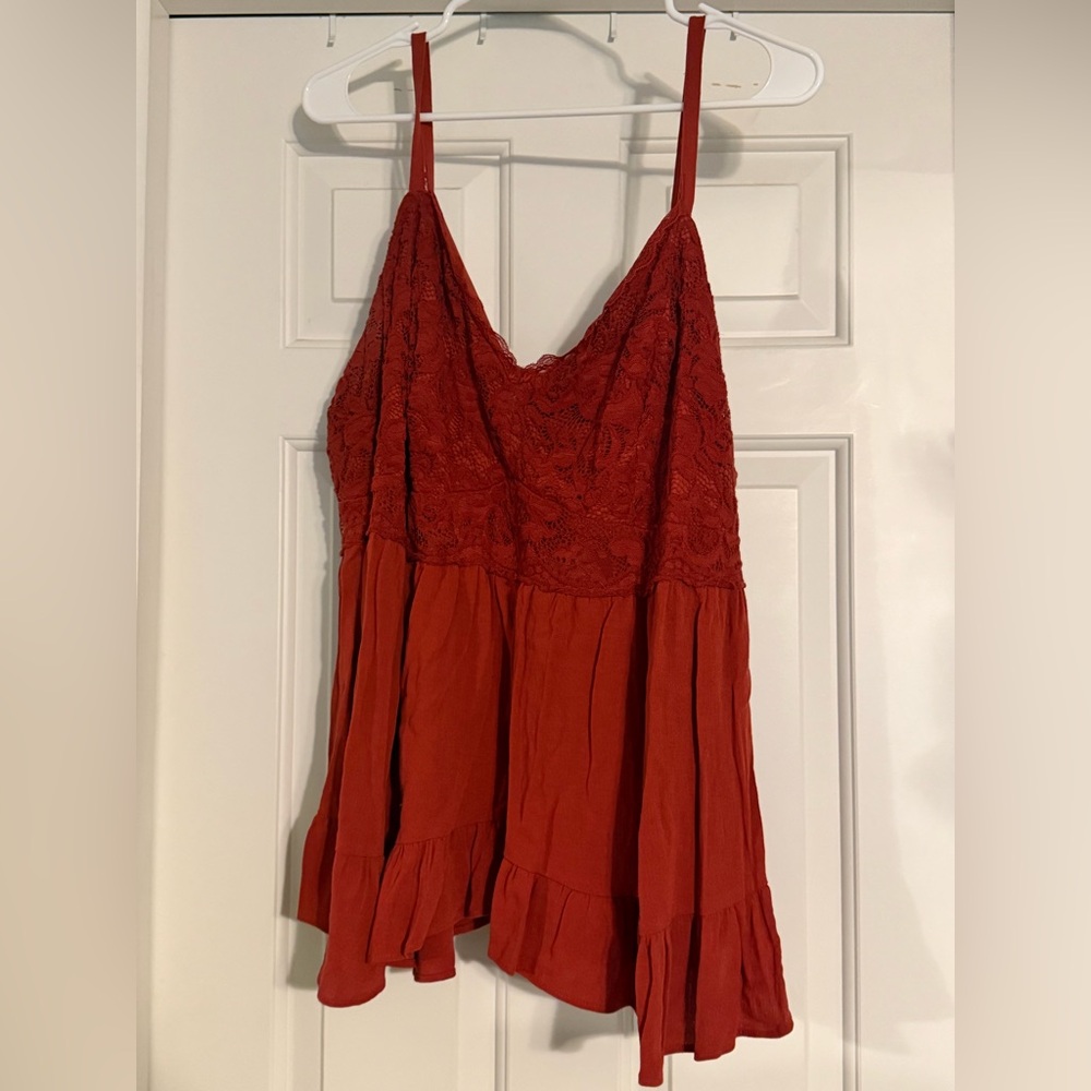 Women's Red Lace Bodice Spaghetti Strap Dress